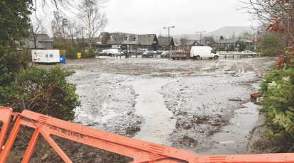 A sea of mud next to Booths of Keswick
