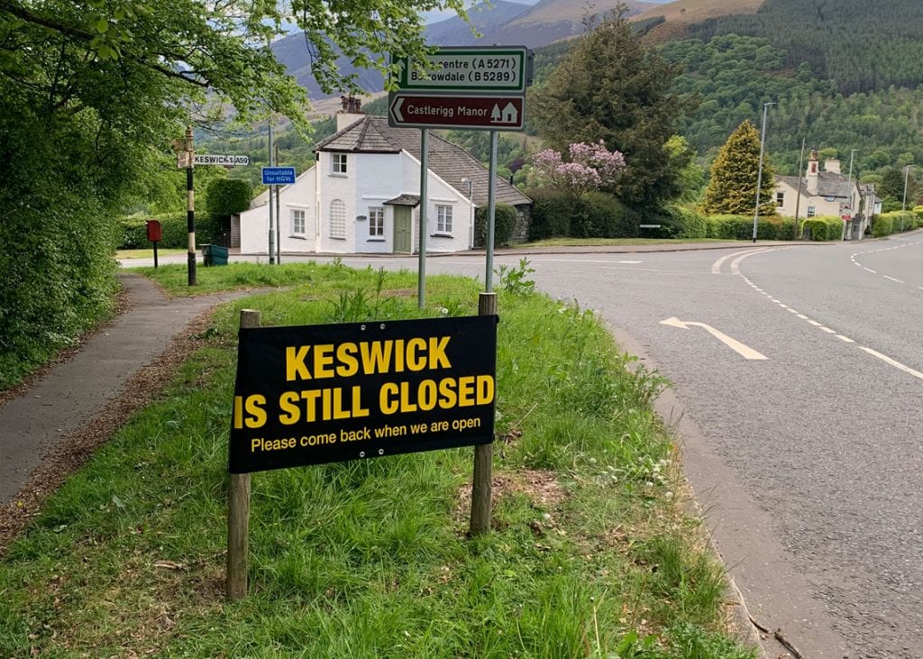 The 'Keswick is still closed' sign on Chestnut Hill