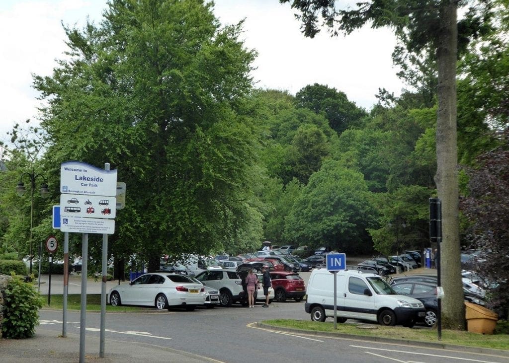 A full Lakeside car park in Keswick, taken last summer