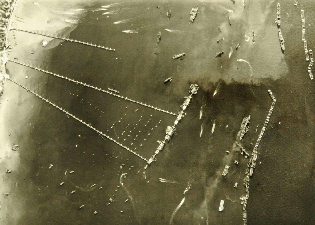 An aerial shot of The Mulberry harbour