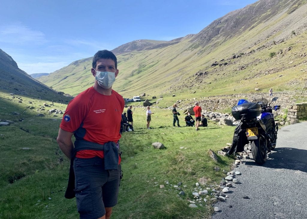 Keswick MRT volunteers turned out to help a cyclist who had crashed on Honister Pass. Photo Keswick MRT.