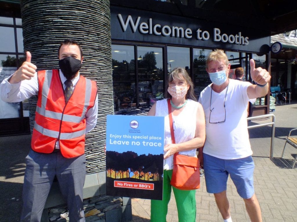 THUMBS UP: Left to right are Booths Keswick store manager Matt Welsh, town and district councillor Sally Lansbury and Keswick mayor Alan Dunn.