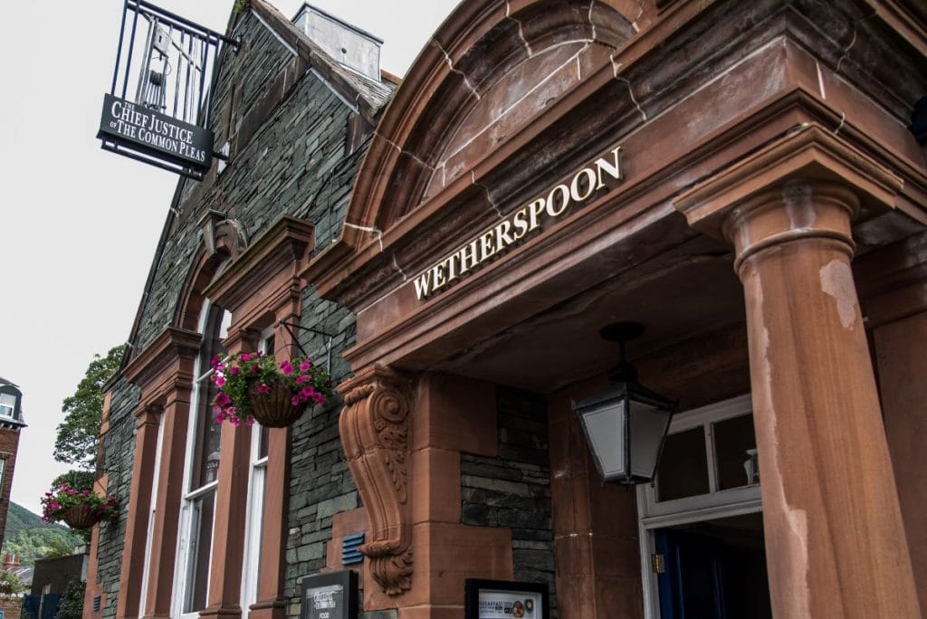 An external view of the outside of the Chief Justice of the Common Pleas pub in Keswick.