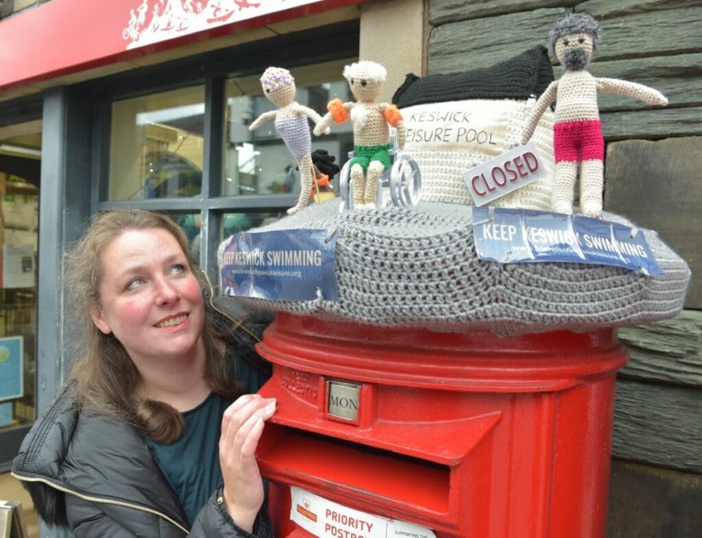 Claire Peat with the postbox artwork