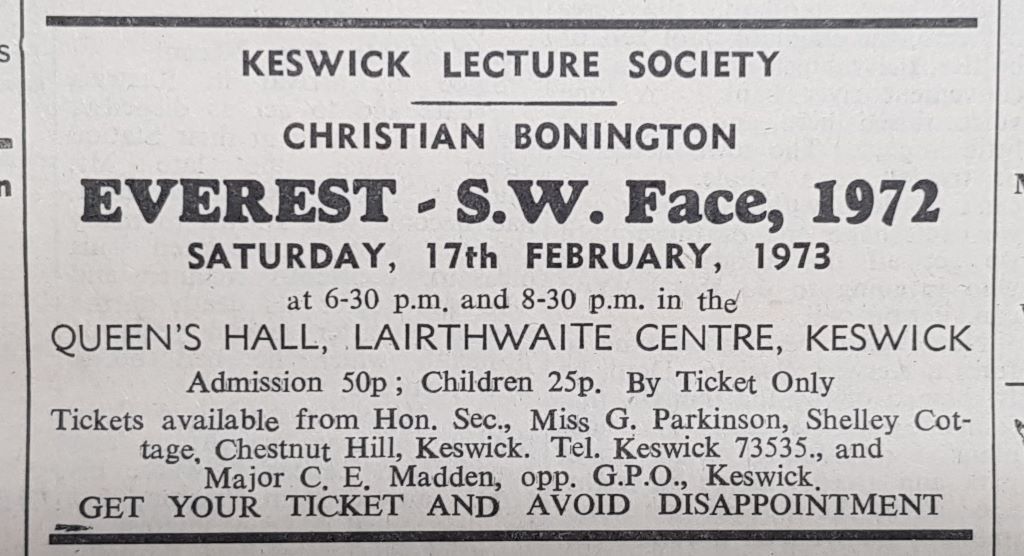 Old newspaper advert in centred text